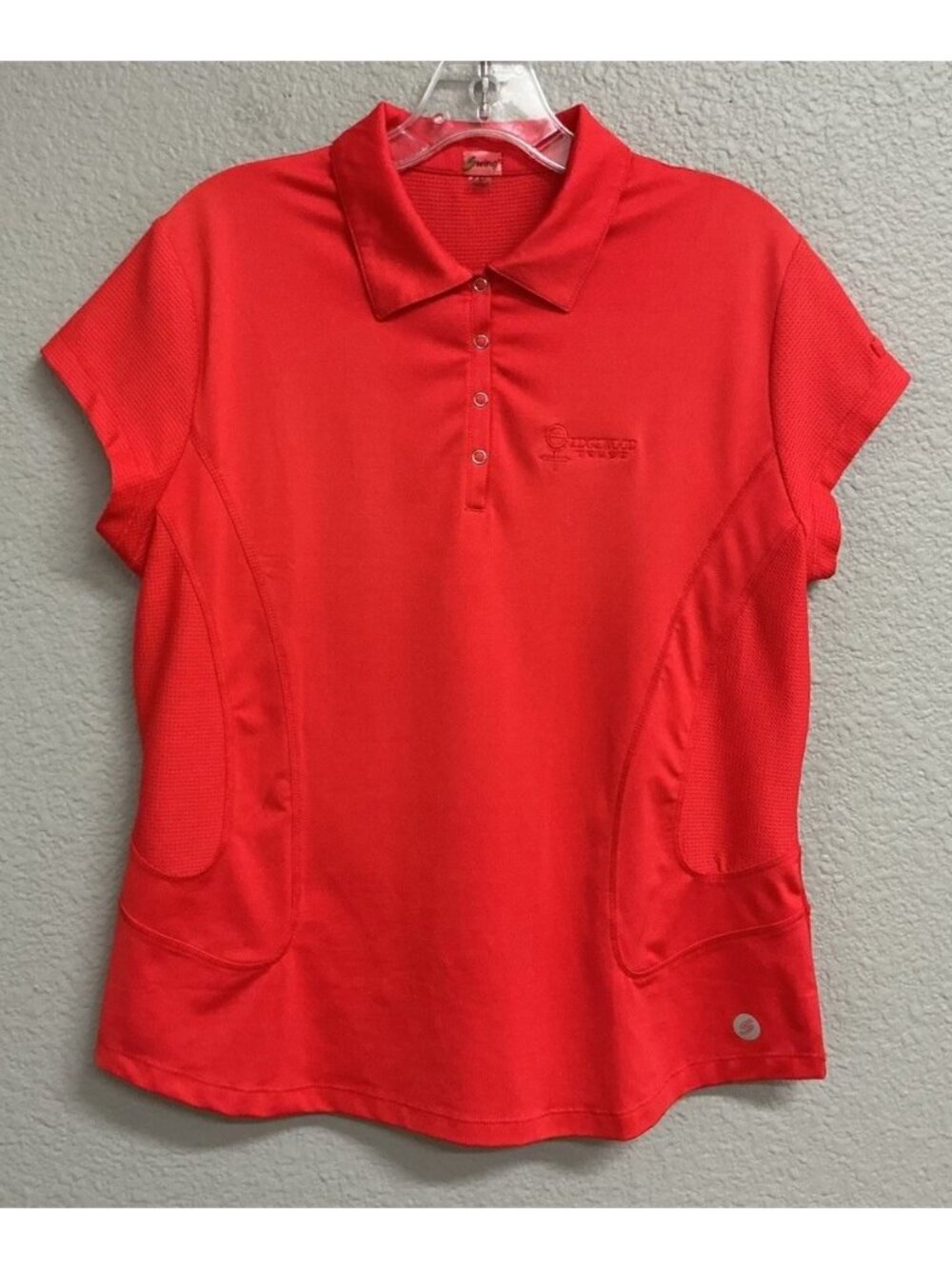 Swing Womens Red Golf Polo Shirt Short Sleeve USA Made Large Edgewood Tahoe